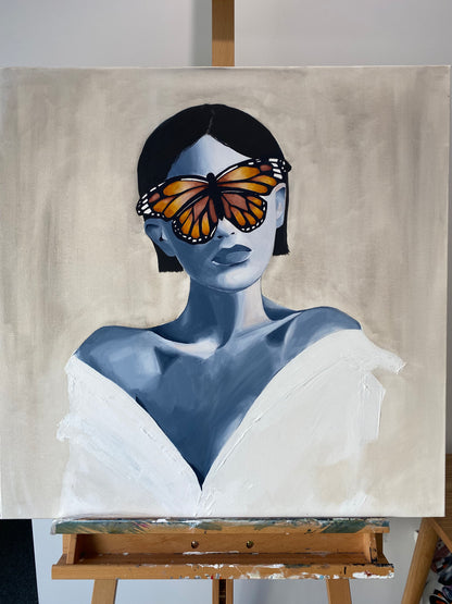 Lady and butterfly
